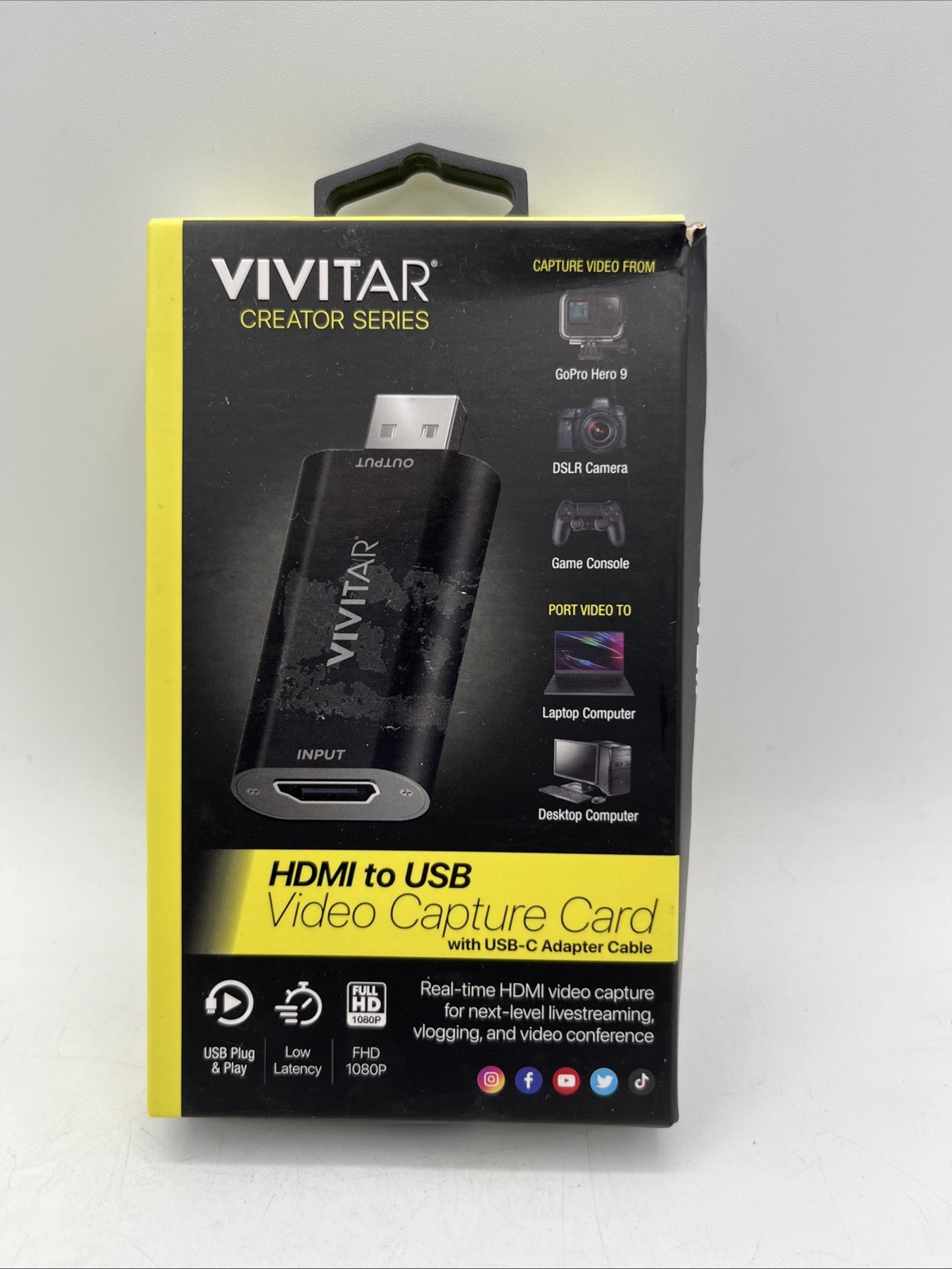 Vivitar Creator Series HDMI to USB Video Capture Card with USB-C Adapter Cable